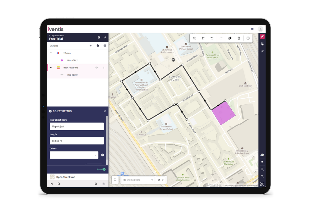 Map your route using the route drawing tool.