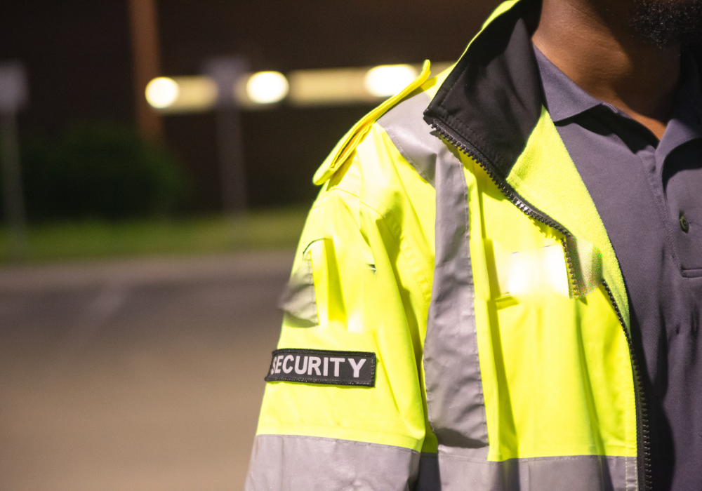Close up shot of an event security officer
